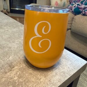 Yellow Insulated Tumbler with Monogram E